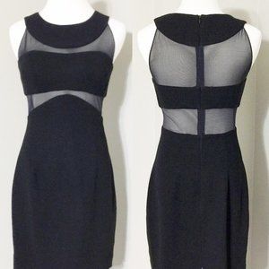 Vintage Andrea Polizzi For Rex Lester Cocktail Dress 2 Women Lbd Illusion Sheath